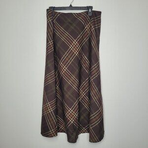 East 5th brown tan plaid academia school girl preppy full maxi skirt size 16 NWT